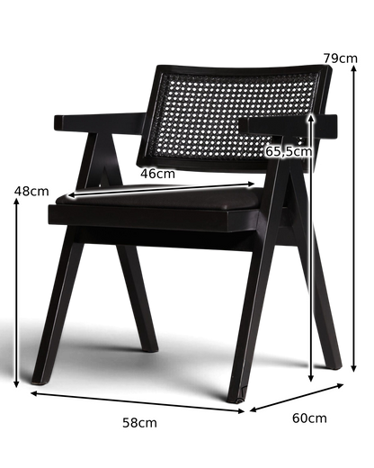 Very classy wicker chair "Vienna Black +" armchair Bauhaus Relax Lounge Chair Dining Room Chair Kitchen Chair