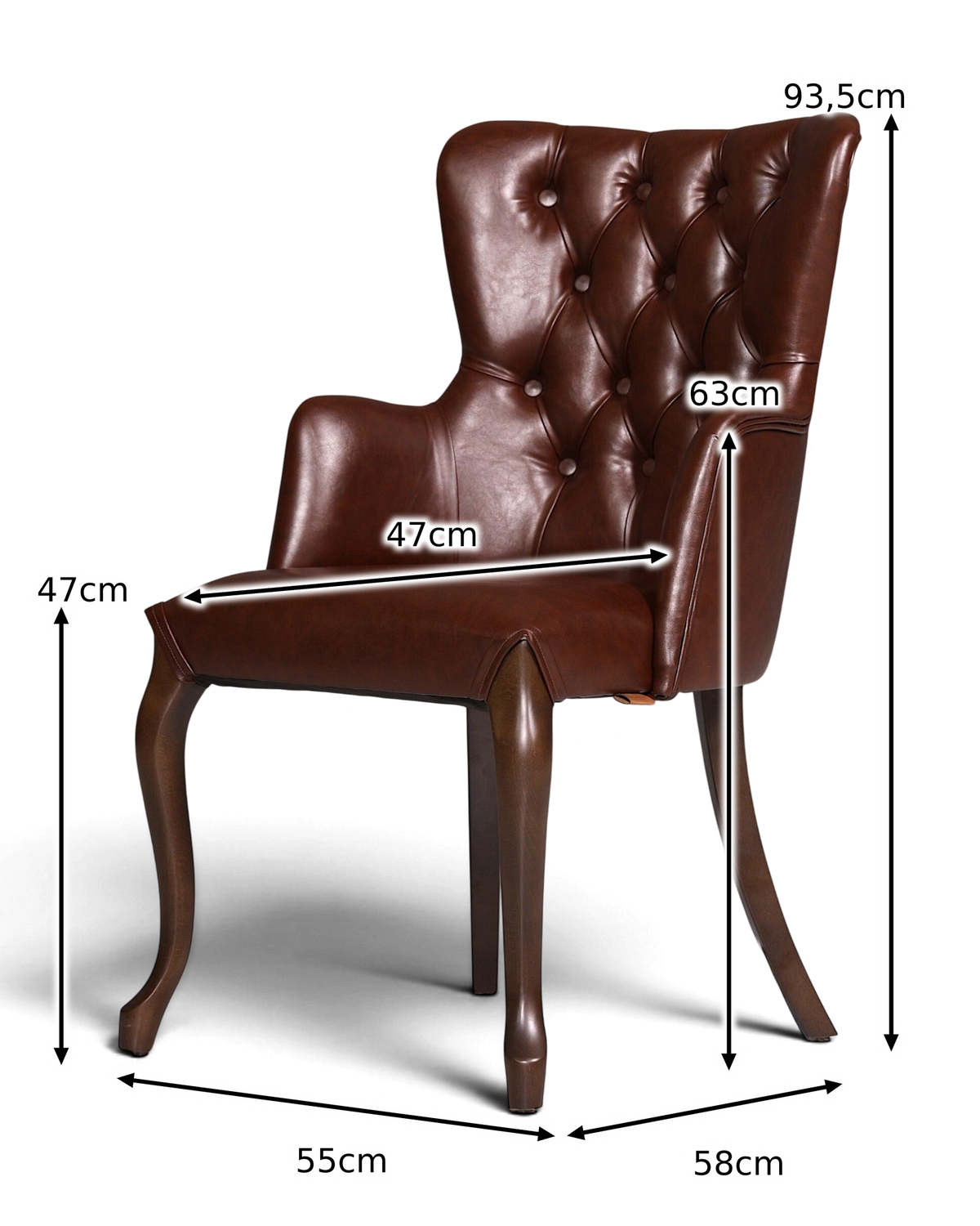 Noble Chesterfield style armchair "Manila Brown" dining room chair kitchen chair secretary chair 