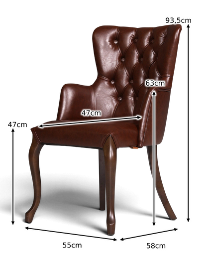 Noble Chesterfield style armchair "Manila Brown" dining room chair kitchen chair secretary chair 