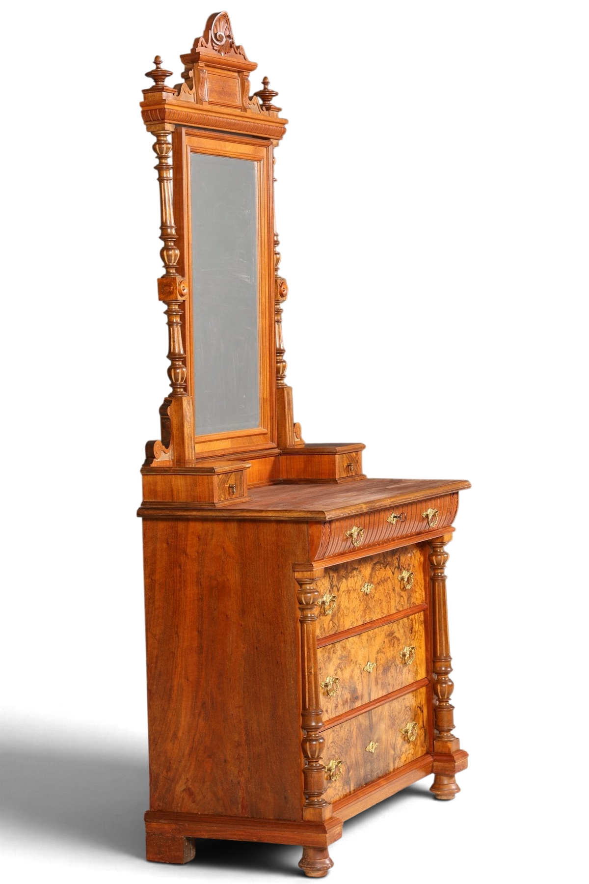 Edle Louis Philippe Kommode mit Spiegelaufsatz Gründerzeit Frisierkommode Holz Schrank Antik Flurschrank um 1880