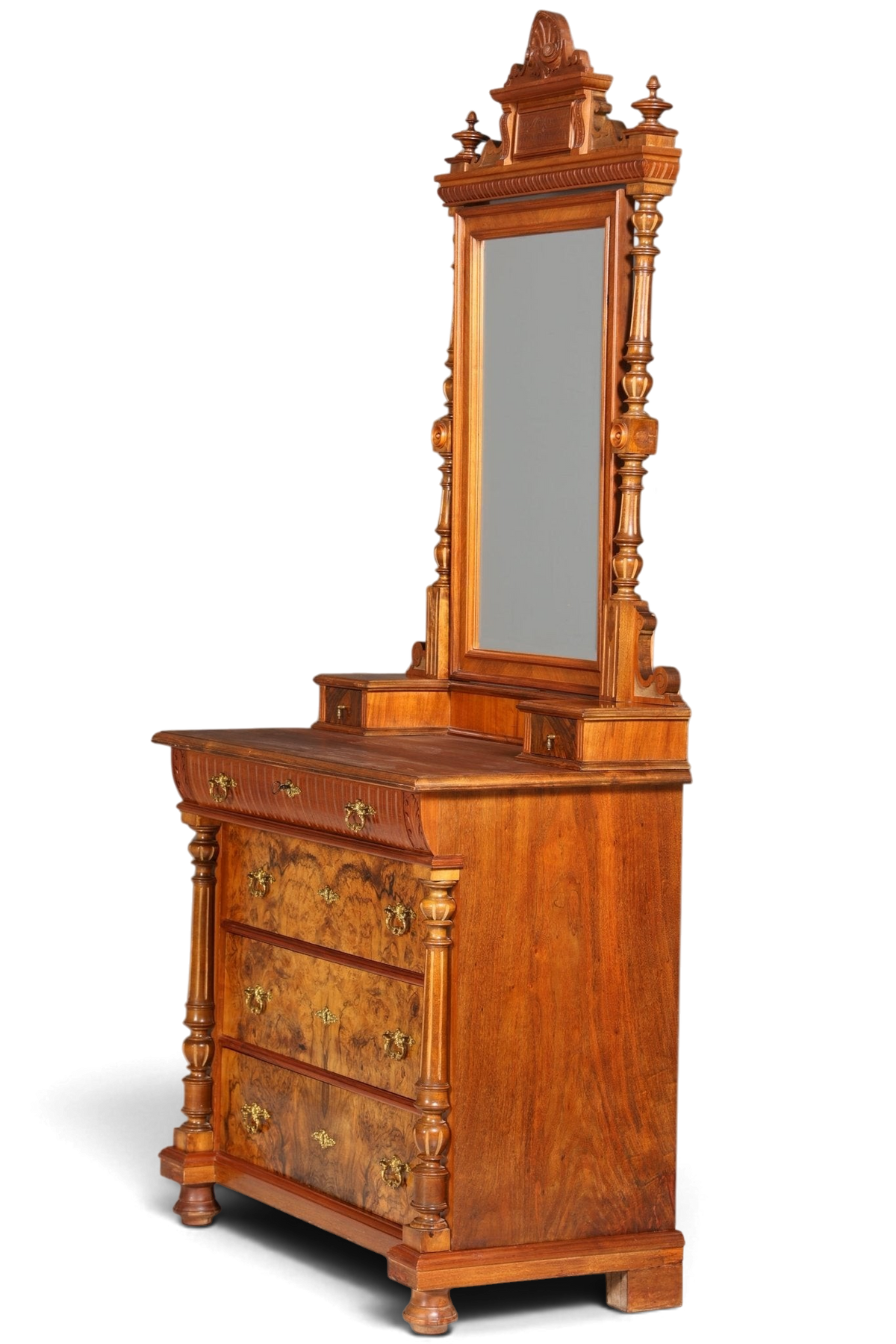 Edle Louis Philippe Kommode mit Spiegelaufsatz Gründerzeit Frisierkommode Holz Schrank Antik Flurschrank um 1880