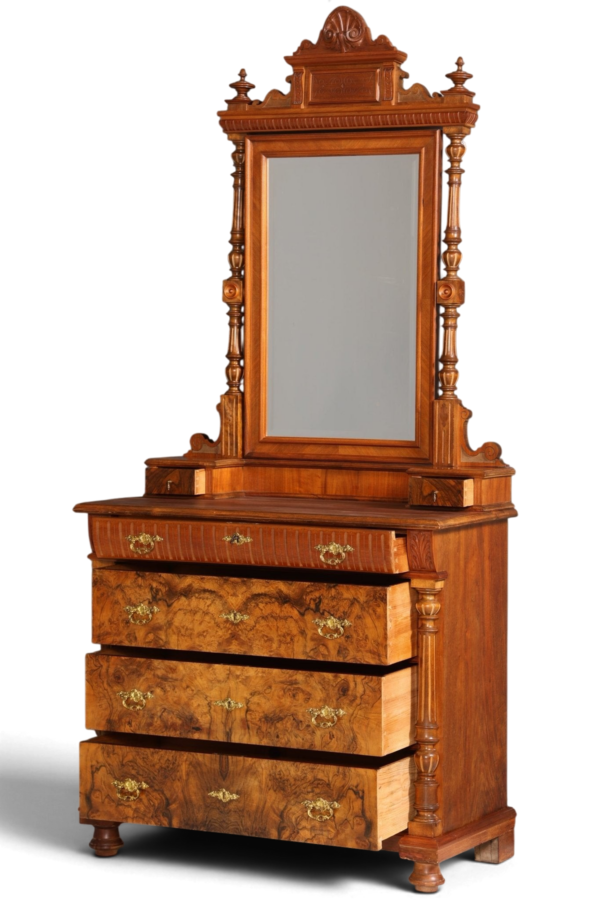 Edle Louis Philippe Kommode mit Spiegelaufsatz Gründerzeit Frisierkommode Holz Schrank Antik Flurschrank um 1880