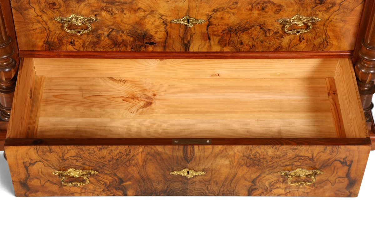 Edle Louis Philippe Kommode mit Spiegelaufsatz Gründerzeit Frisierkommode Holz Schrank Antik Flurschrank um 1880