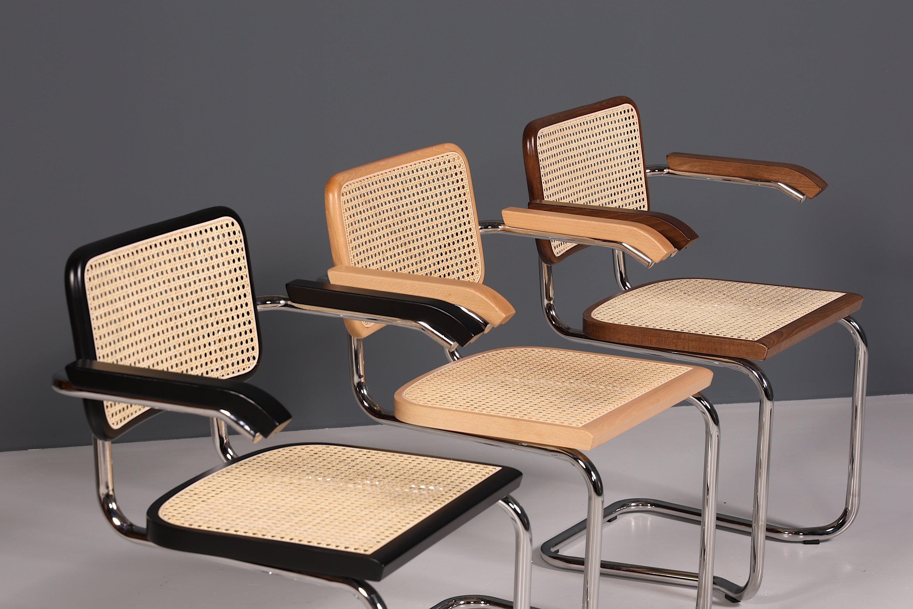 Korbgeflecht Freischwinger Armlehnstuhl &amp;quot;Milano&amp;quot; Made in Italy Beige Wippstuhl Sekretär Stuhl Esszimmer Stuhl