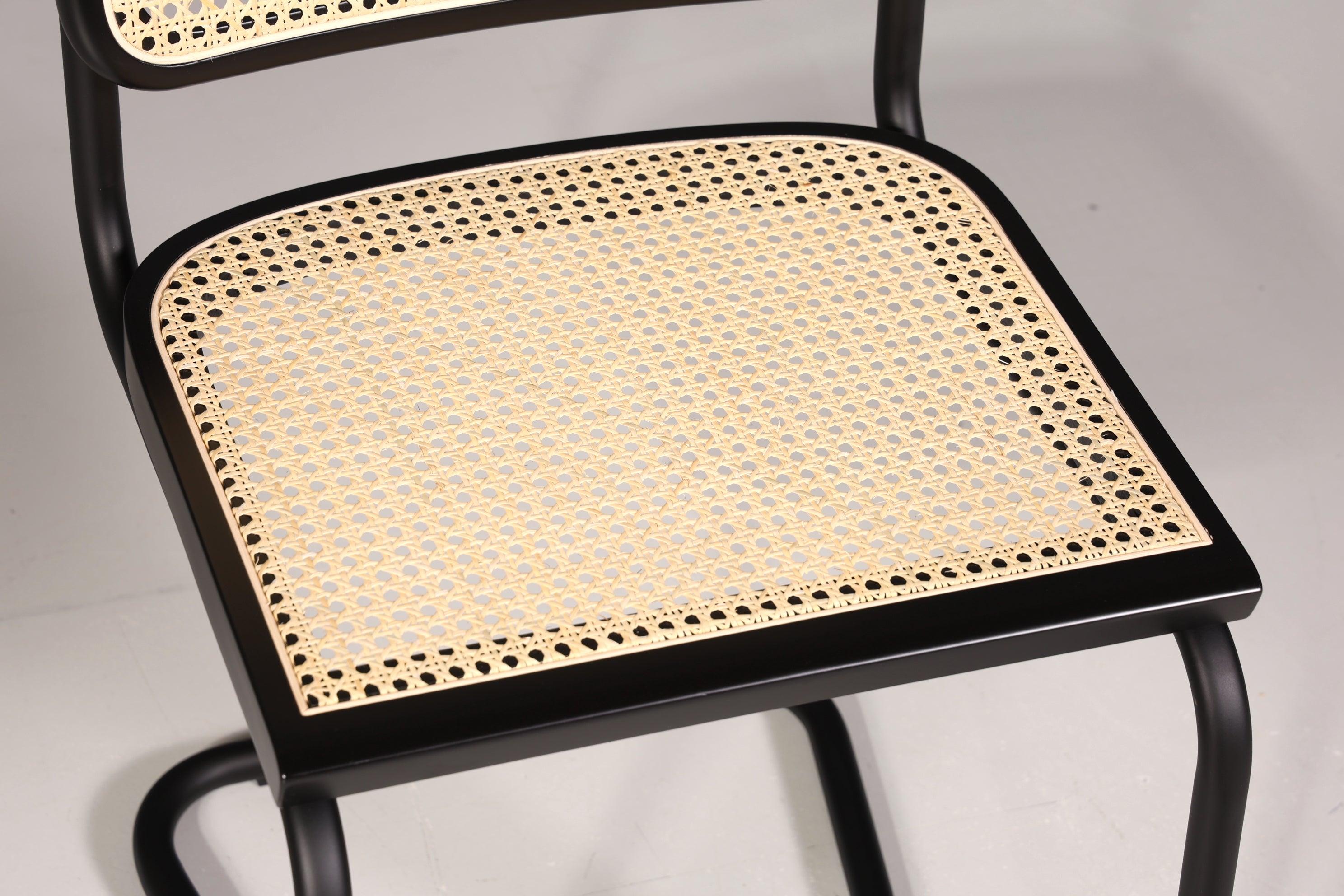 Freischwinger Stuhl &amp;quot;Milano&amp;quot; Made in Italy Schwarz Korbgeflecht Stuhl Wippstuhl Wiener Geflecht Küchenstuhl Sekretär Stuhl