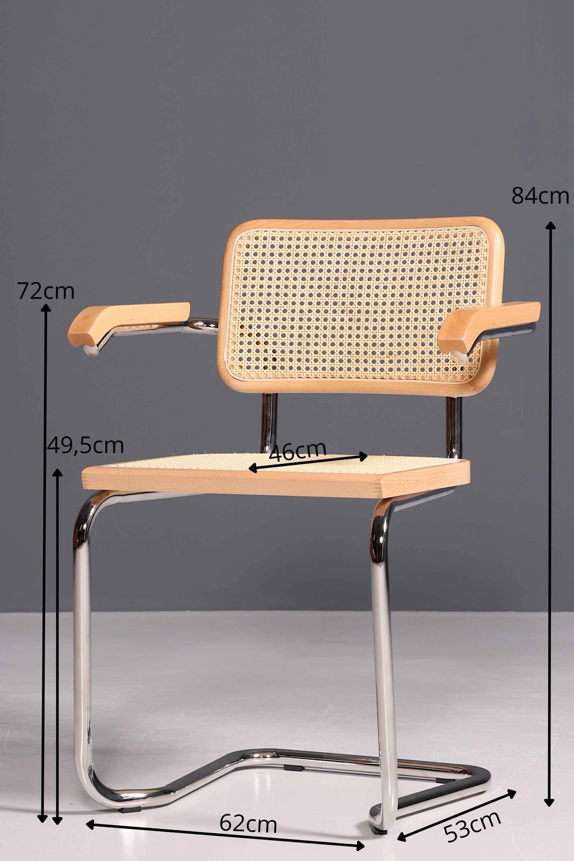 Korbgeflecht Freischwinger Armlehnstuhl &amp;quot;Milano&amp;quot; Made in Italy Beige Wippstuhl Sekretär Stuhl Esszimmer Stuhl
