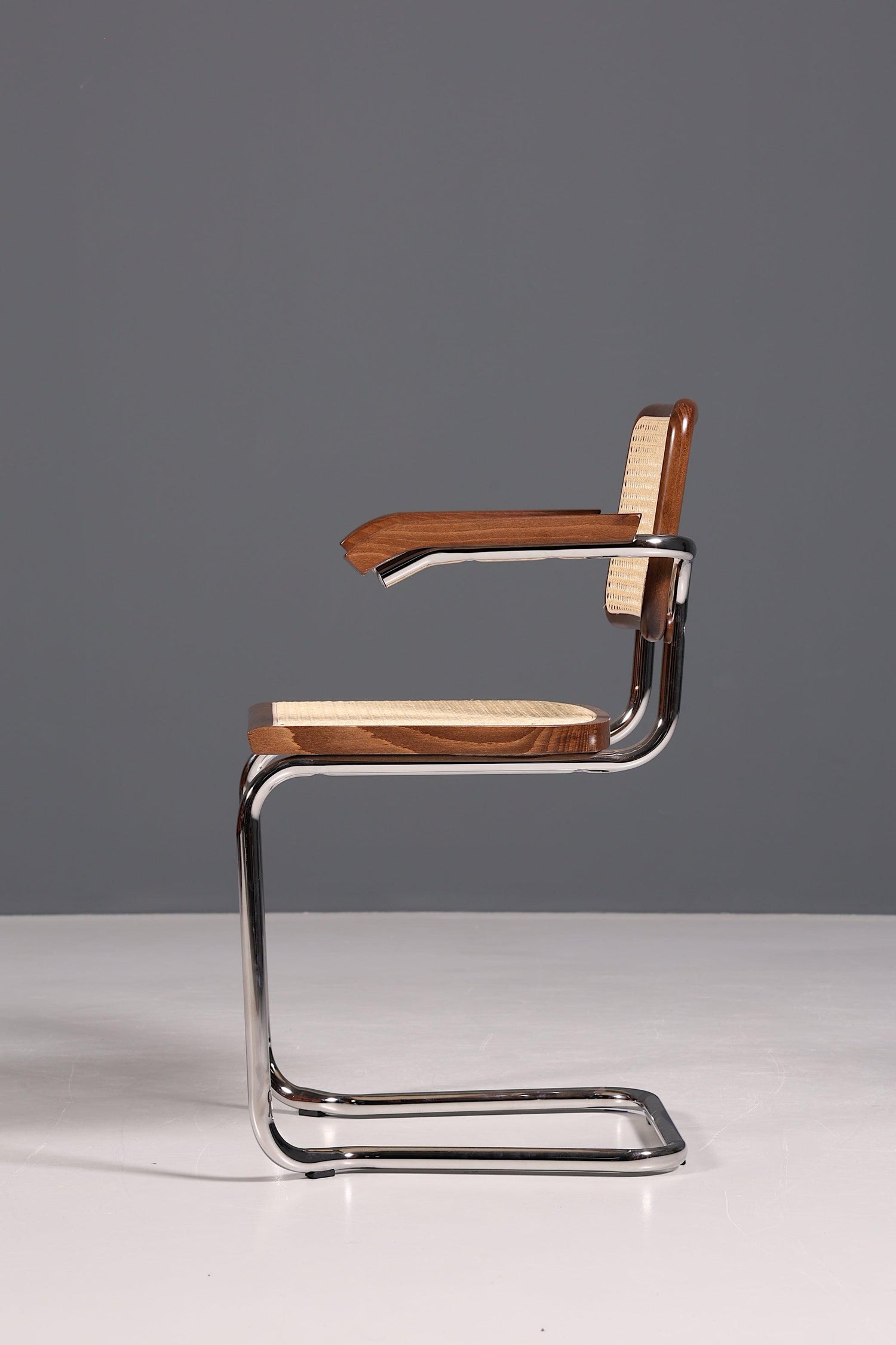 Korbgeflecht Freischwinger Armlehnstuhl &amp;quot;Milano&amp;quot; Made in Italy Braun Küchenstuhl Wippstuhl