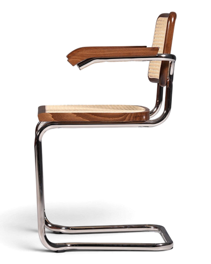 Korbgeflecht Freischwinger Armlehnstuhl &amp;quot;Milano&amp;quot; Made in Italy Braun Küchenstuhl Wippstuhl