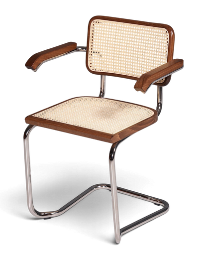 Korbgeflecht Freischwinger Armlehnstuhl &amp;quot;Milano&amp;quot; Made in Italy Braun Küchenstuhl Wippstuhl