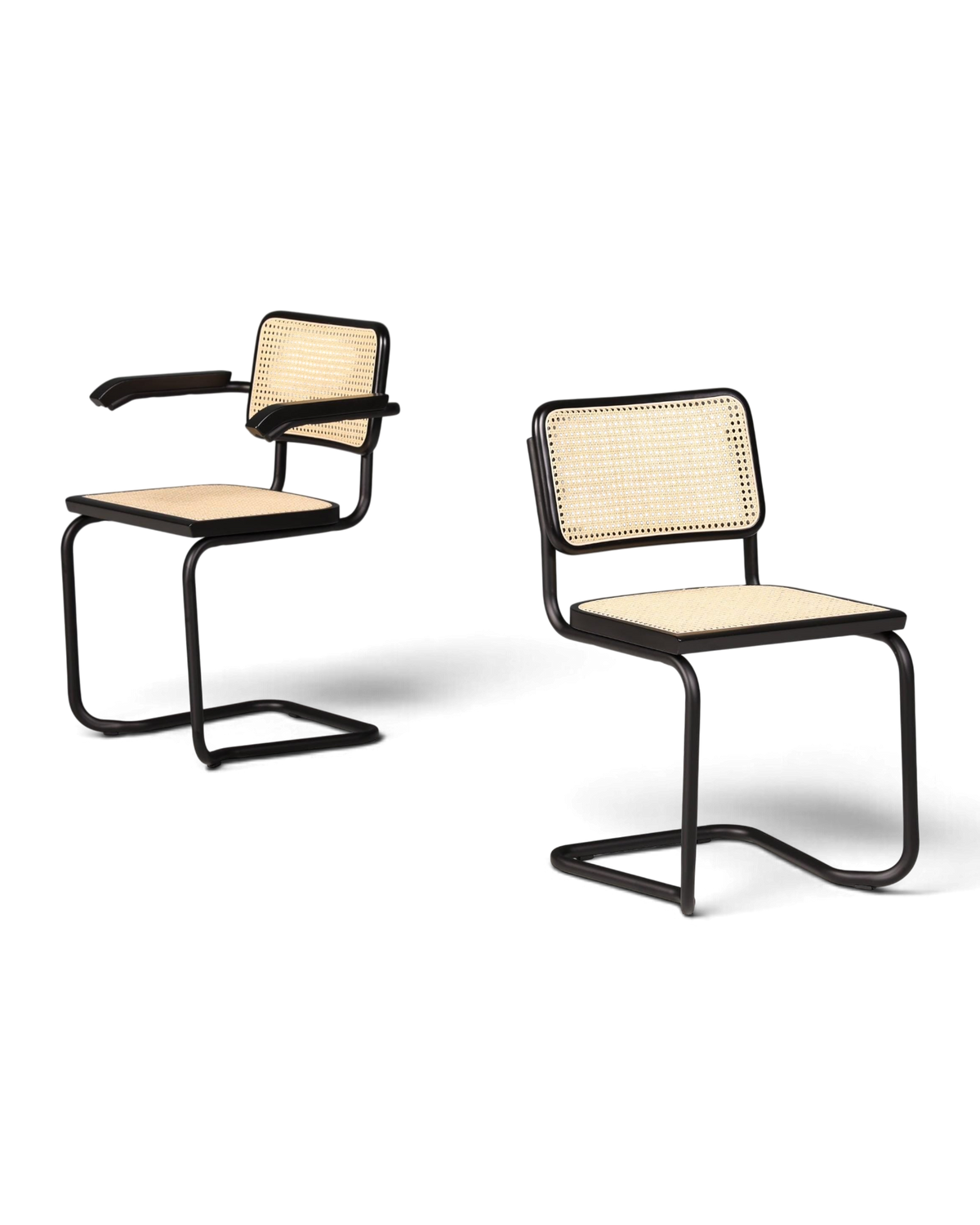 Freischwinger Stuhl &amp;quot;Milano&amp;quot; Made in Italy Schwarz Korbgeflecht Stuhl Wippstuhl Wiener Geflecht Küchenstuhl Sekretär Stuhl