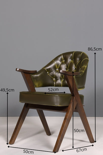 Luxuriöser "Manchester Green" Stuhl Esszimmerstuhl Lounge Stuhl im Chesterfield Design Bürostuhl
