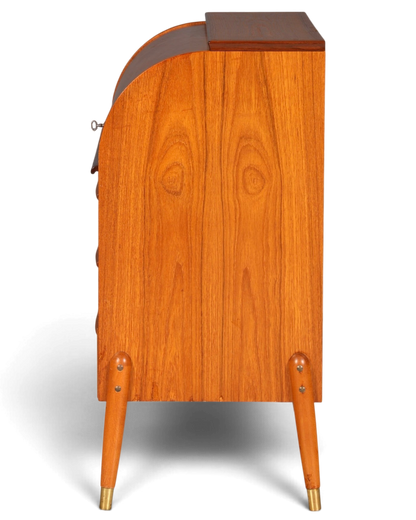 Prachtige mid-century rolluiksecretaire, schrijfcommode, kantoorkast, vintage jaren 60, hout