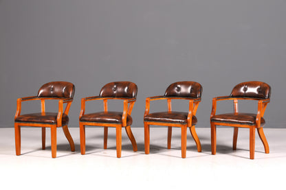 Wunderschöner Chesterfield Armlehnstuhl Braun Echt Leder Englisch Bürostuhl Schreibtischstuhl Sekretär Stuhl Court Chair 1 von 4