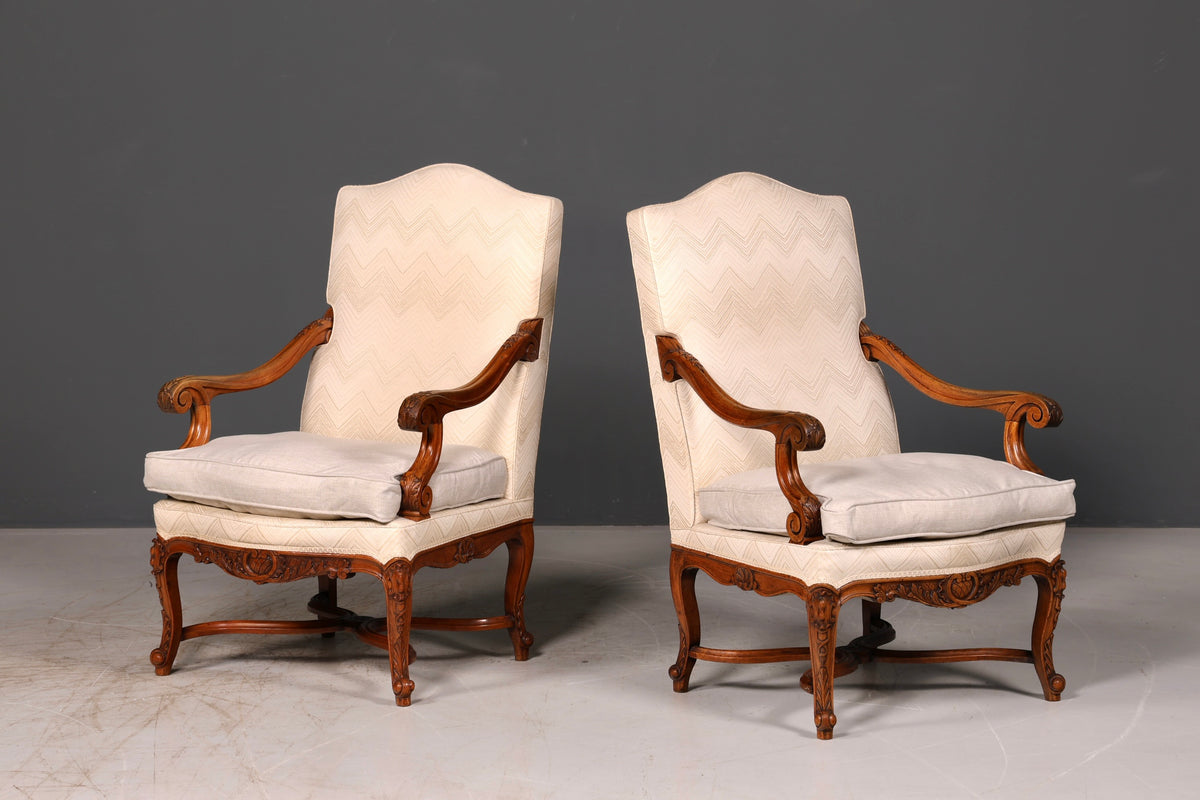 Elegante Louis-Philippe-fauteuil met armleuningen uit de Gründerzeit, antieke fauteuil, gestoffeerde fauteuil, 1 van 2