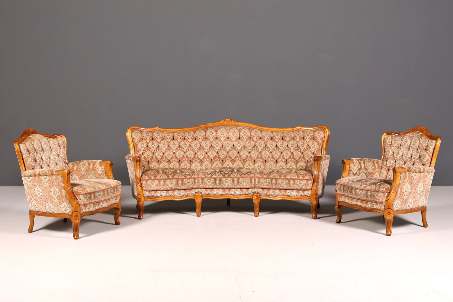 Edler Chippendale Armlehnsessel Barock Stil Sessel Armchair Samt Stoff Sessel 1 von 2