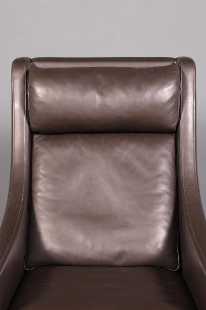 Eleganter Designer Sessel im Børge Mogensen Stil Echt Leder Mid Century Lounge Sessel
