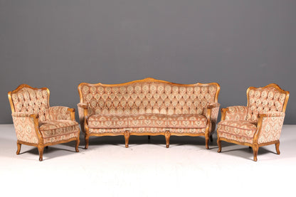 Wunderschönes Chippendale Sofa Barock Stil Couch Samt Stoff 3 Sitzer Antik Vintage