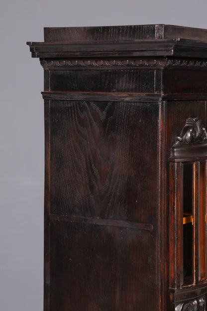 Prachtige jugendstilvitrine van eikenhout, antieke boekenkast, servieskast, glazen vitrinekast, antieke kast, 2 van 2