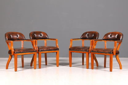 Wunderschöner Chesterfield Armlehnstuhl Braun Echt Leder Englisch Bürostuhl Schreibtischstuhl Sekretär Stuhl Court Chair 3 von 4