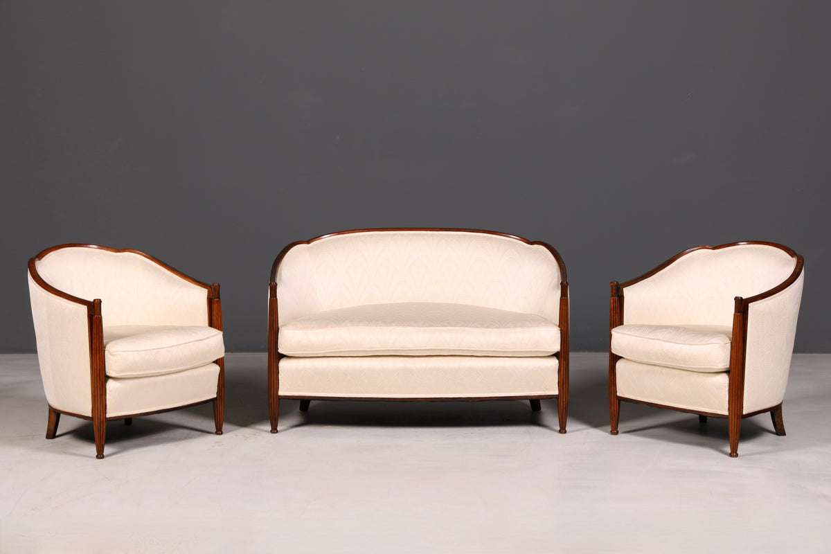 Elegante Art Deco-bank, zitbank, 2-zitsbank, vintage loung bank, gestoffeerde bank, salonbank
