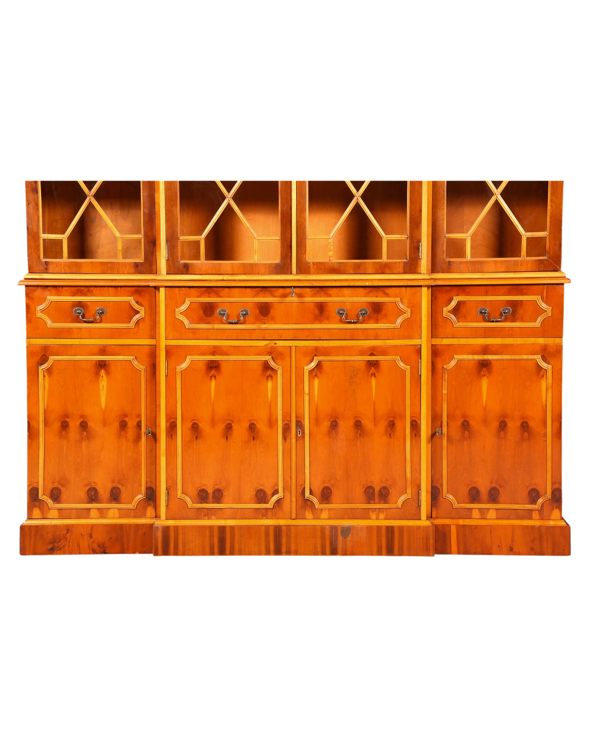 Traumhafte Englische Vitrine Bücherschrank Buffet Antik Stil Englisch Eibe Glasvitrine Bibliothek