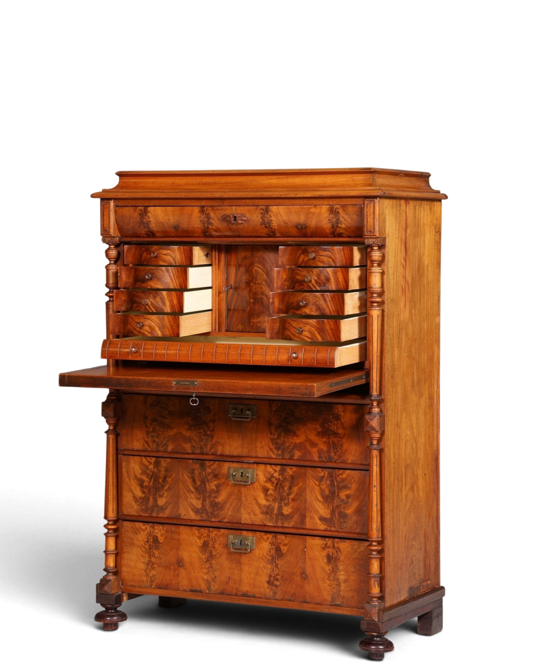 Stilvoller Gründerzeit Sekretär Vertiko Highboard Louis Philippe Kommode Schrank um 1880