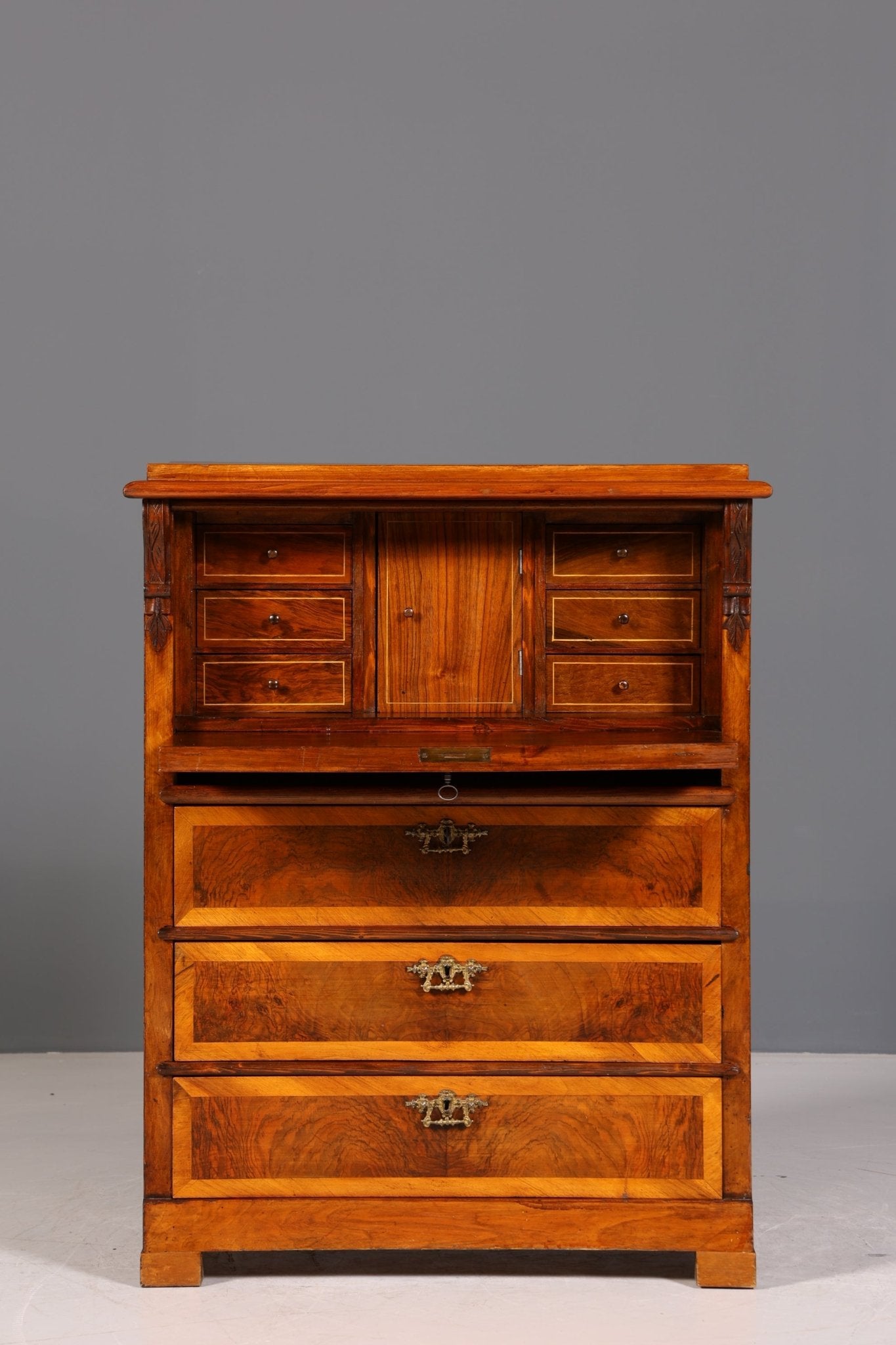 Stilvoller Gründerzeit Sekretär Vertiko Highboard Louis Philippe Kommode um 1880