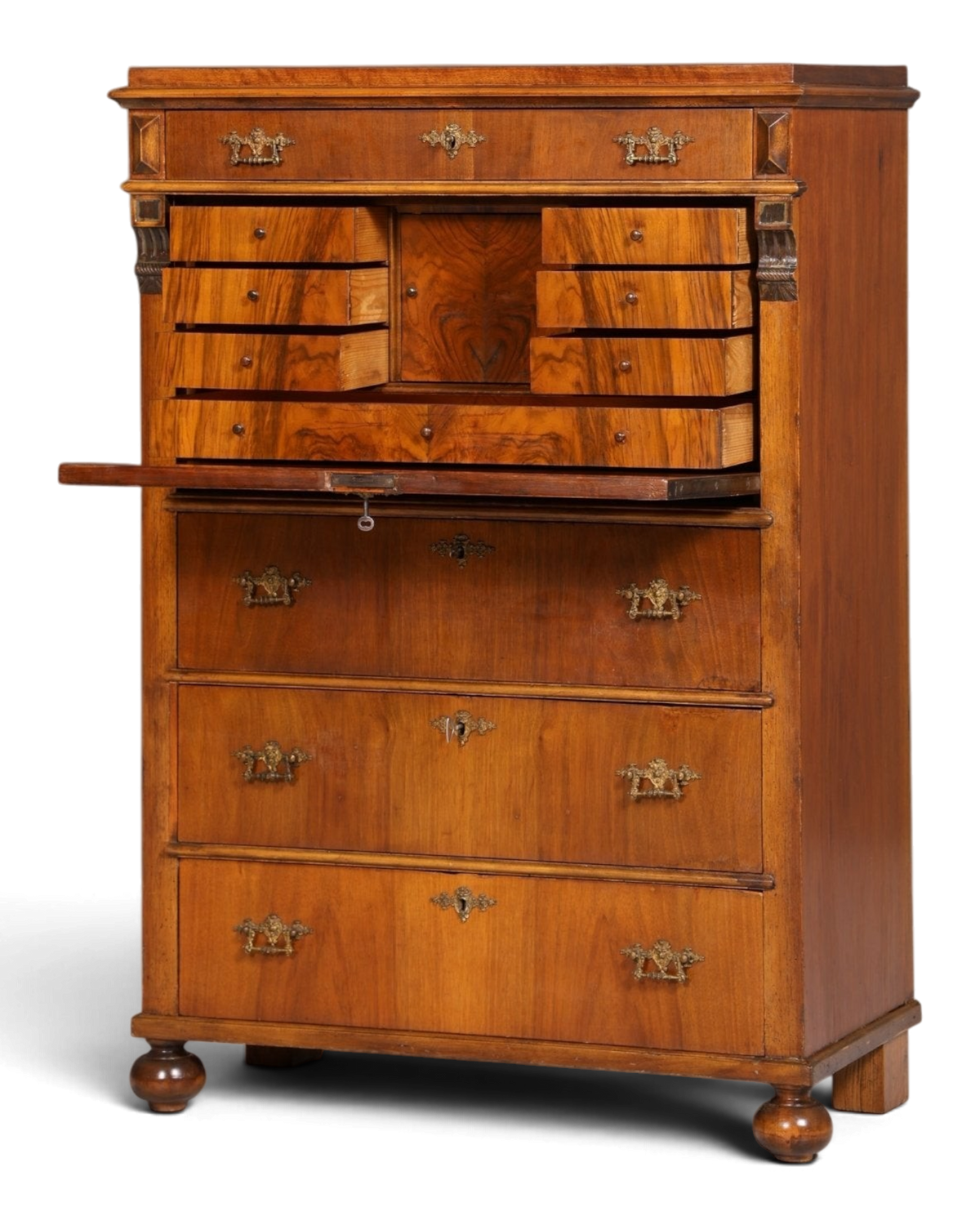 Stilvoller Gründerzeit Sekretär Vertiko Nussbaum Jugendstil Highboard Louis Philippe Kommode um 1880