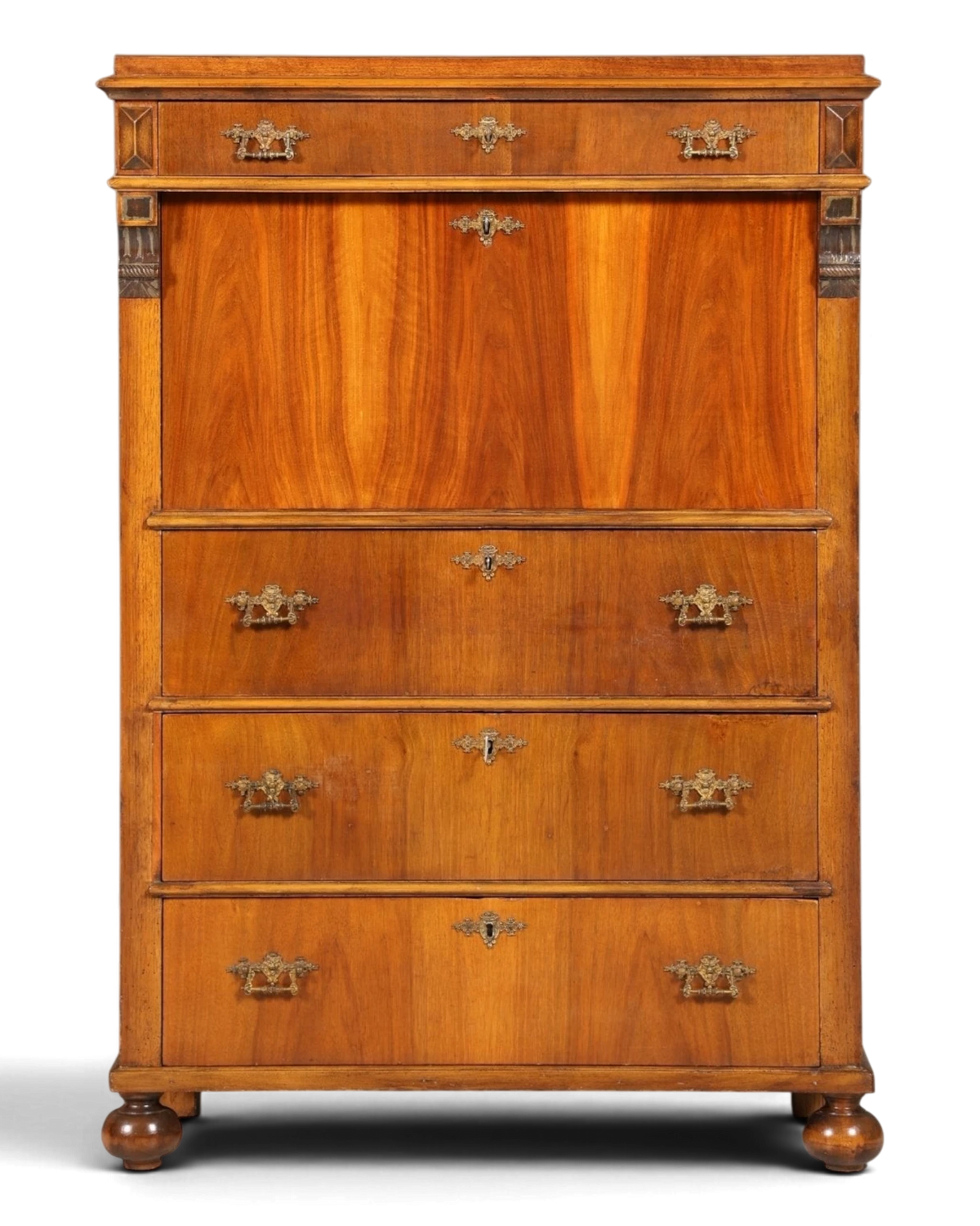 Stilvoller Gründerzeit Sekretär Vertiko Nussbaum Jugendstil Highboard Louis Philippe Kommode um 1880