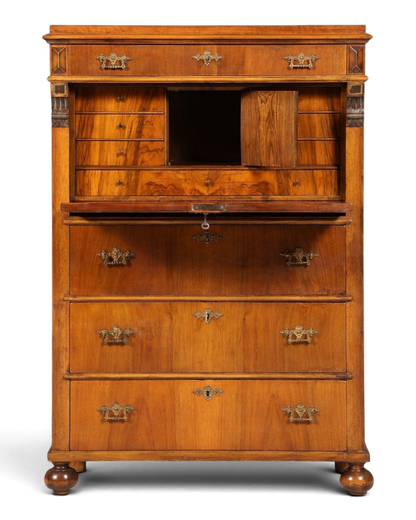 Stilvoller Gründerzeit Sekretär Vertiko Nussbaum Jugendstil Highboard Louis Philippe Kommode um 1880