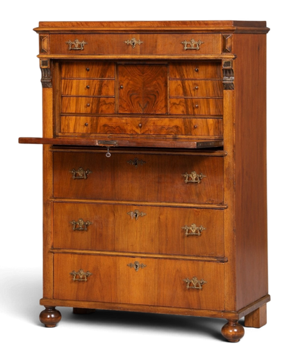 Stilvoller Gründerzeit Sekretär Vertiko Nussbaum Jugendstil Highboard Louis Philippe Kommode um 1880