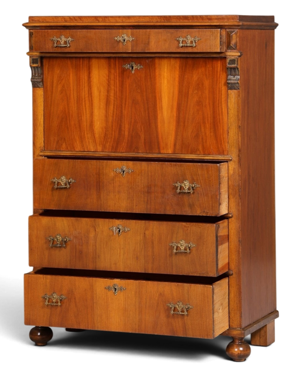 Stilvoller Gründerzeit Sekretär Vertiko Nussbaum Jugendstil Highboard Louis Philippe Kommode um 1880
