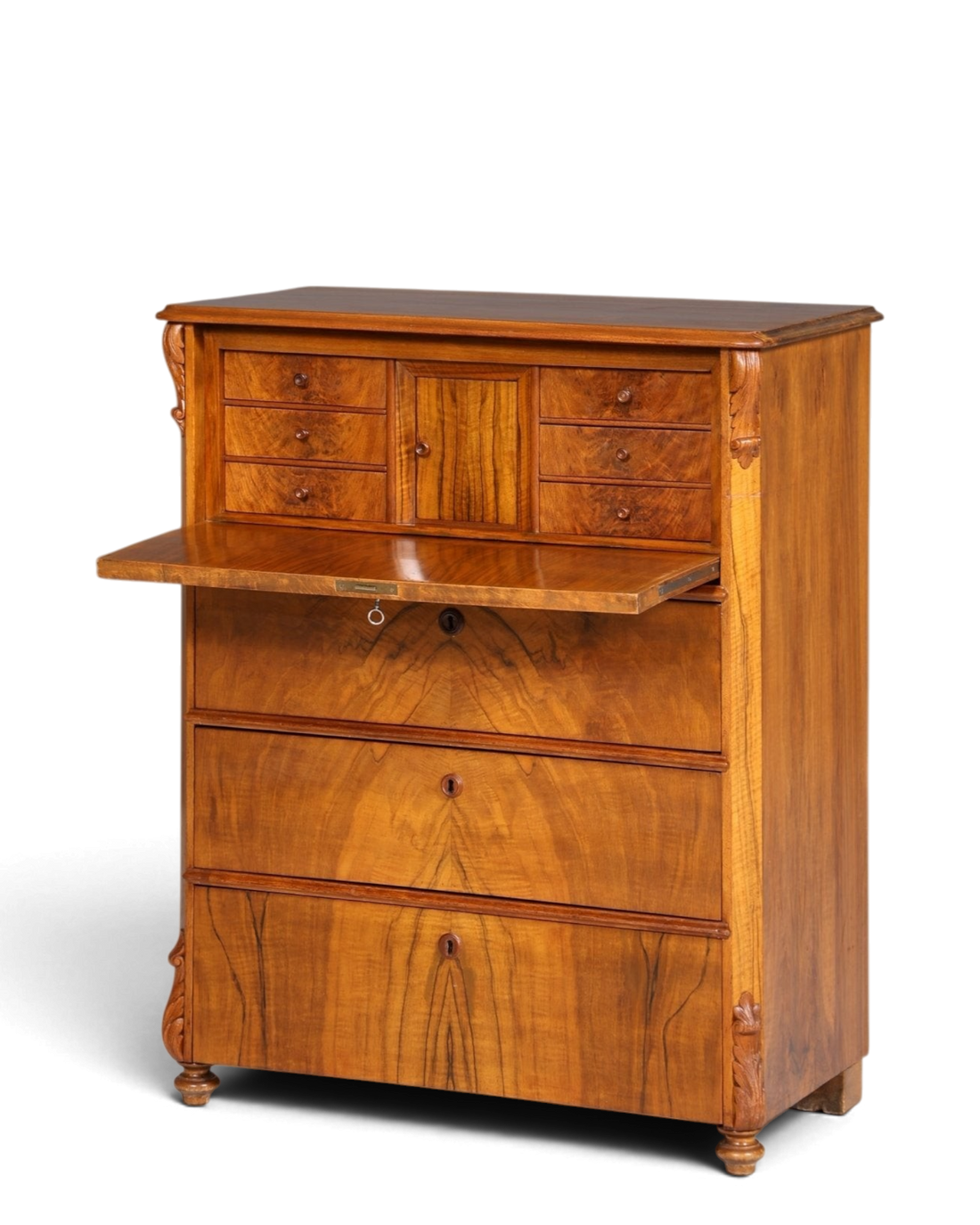 Stilvoller Louis Philippe Sekretär Biedermeier Vertiko Jugendstil Antik Kommode um 1880 Schreibkommode
